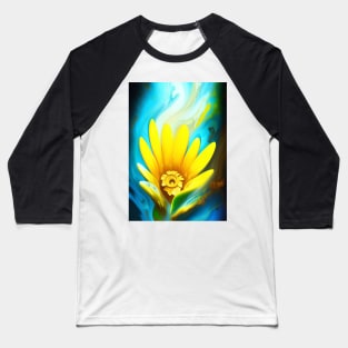 STUNNING WHITE AND YELLOW FLOWERS BLUE BACKGROUND Baseball T-Shirt